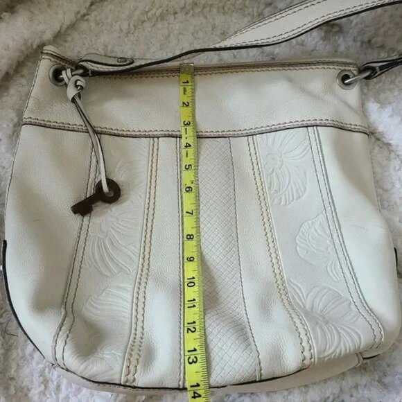 Fossil Off White Tooled Leather Hobo Shoulder Bag - Picture 8 of 8
